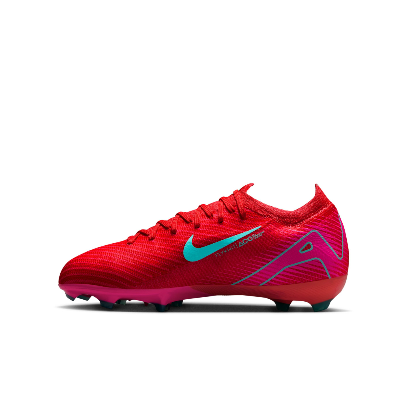 Nike Zoom Mercurial Vapor 16 Pro Gras Voetbalschoenen (FG) Kids Rood Turquoise Roze