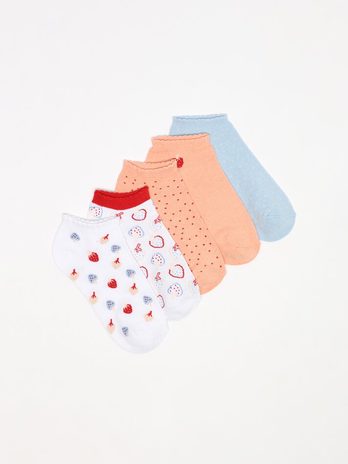 Pacote com 5 pares de meias curtas sortidas - Diversas