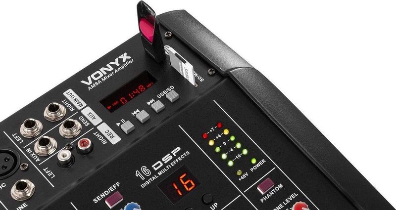 Vonyx AM8A 8-kanaals Muziekmixer met Ingebouwde 1000W Versterker
