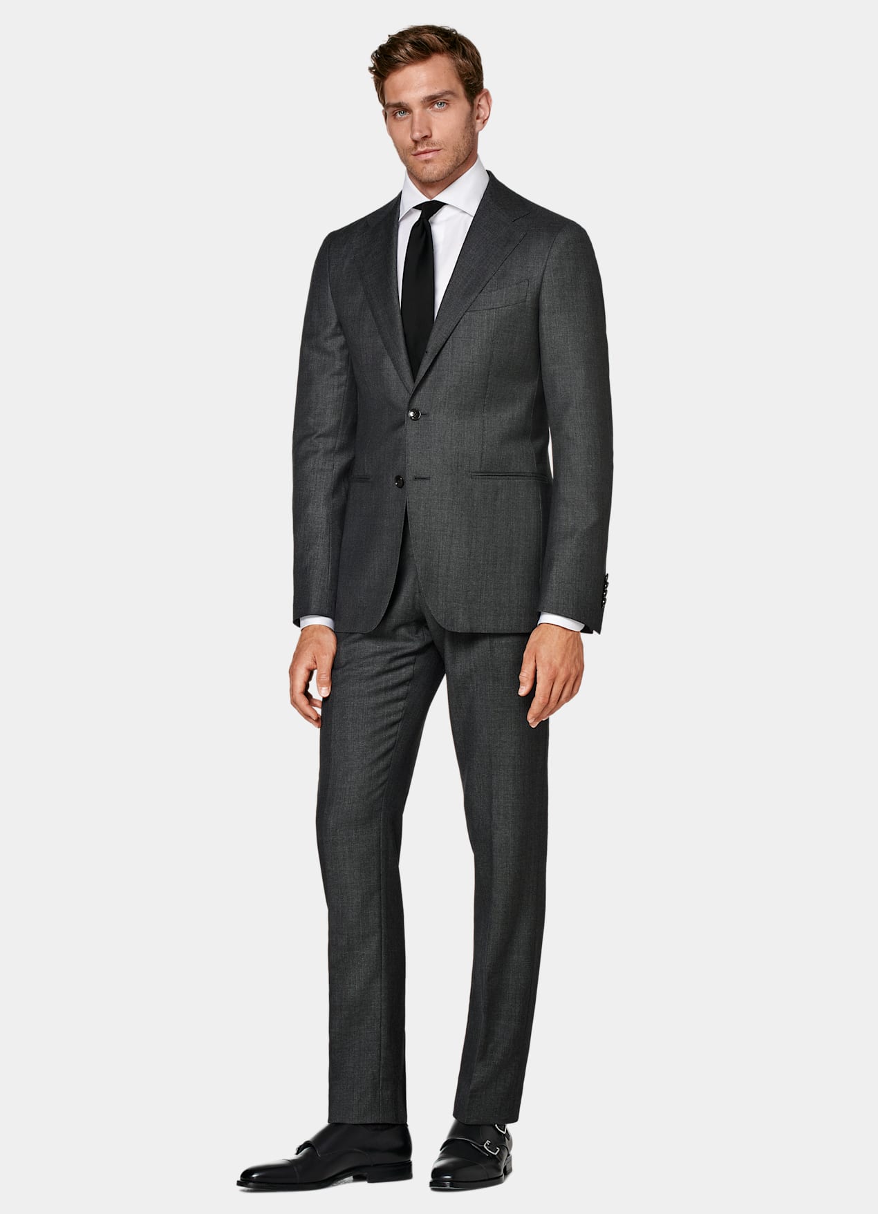Veste de costume Havana coupe Tailored gris foncé œil-de-perdrix