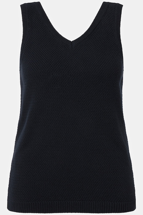 2-in-1-Pullover, Rippstrick, V-Ausschnitt, Biobaumwolle