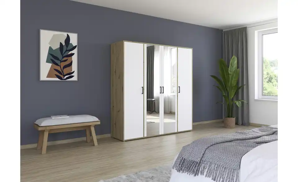 Drehtürenschrank Absetzung: Eiche Artisan 187 cm 4 Stück