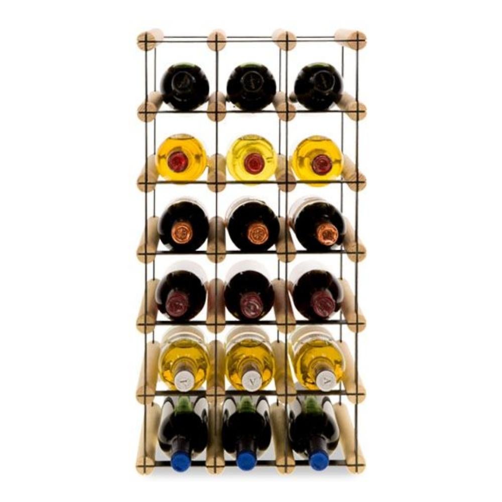 PROREGAL Modulair Wijnrek Vinotega Mod Metaal HxBxD 62,5 x 32,5 x 24,5 cm 3 x 6 Flessen Massief Dennenhout Natuurlijk