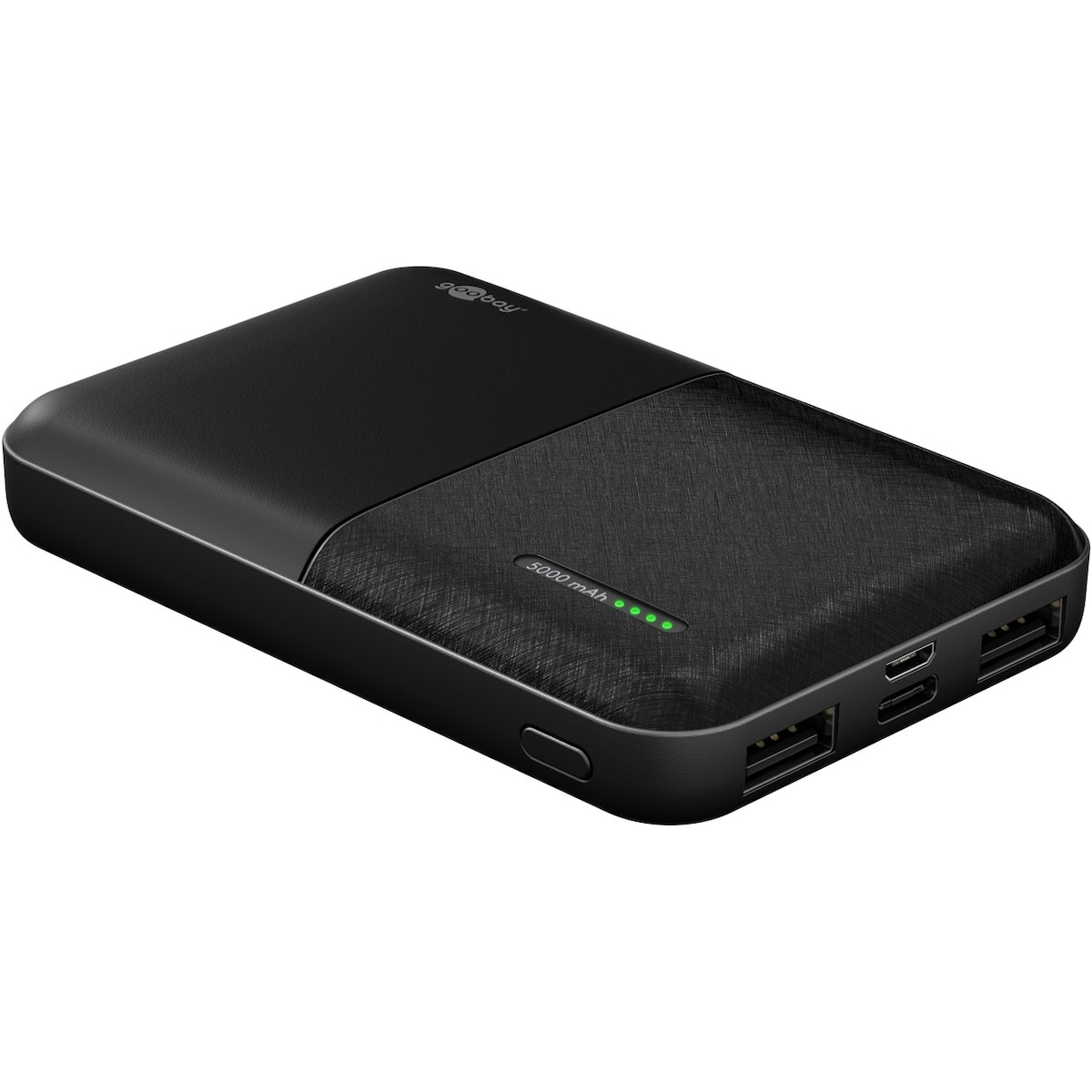 Goobay Powerbank kompakt 5.000 mAh praktisk och platsbesparande design med 5.000 mAh, perfekt för resor