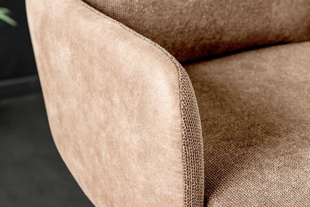 Drehbarer Design Barhocker BIG GEORGE champagner beige Samt Taschenfederkern Armlehne