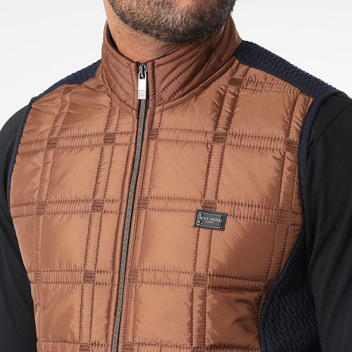 Veste Zippée Sans Manches BLC22K16 Bleu Marine Marron