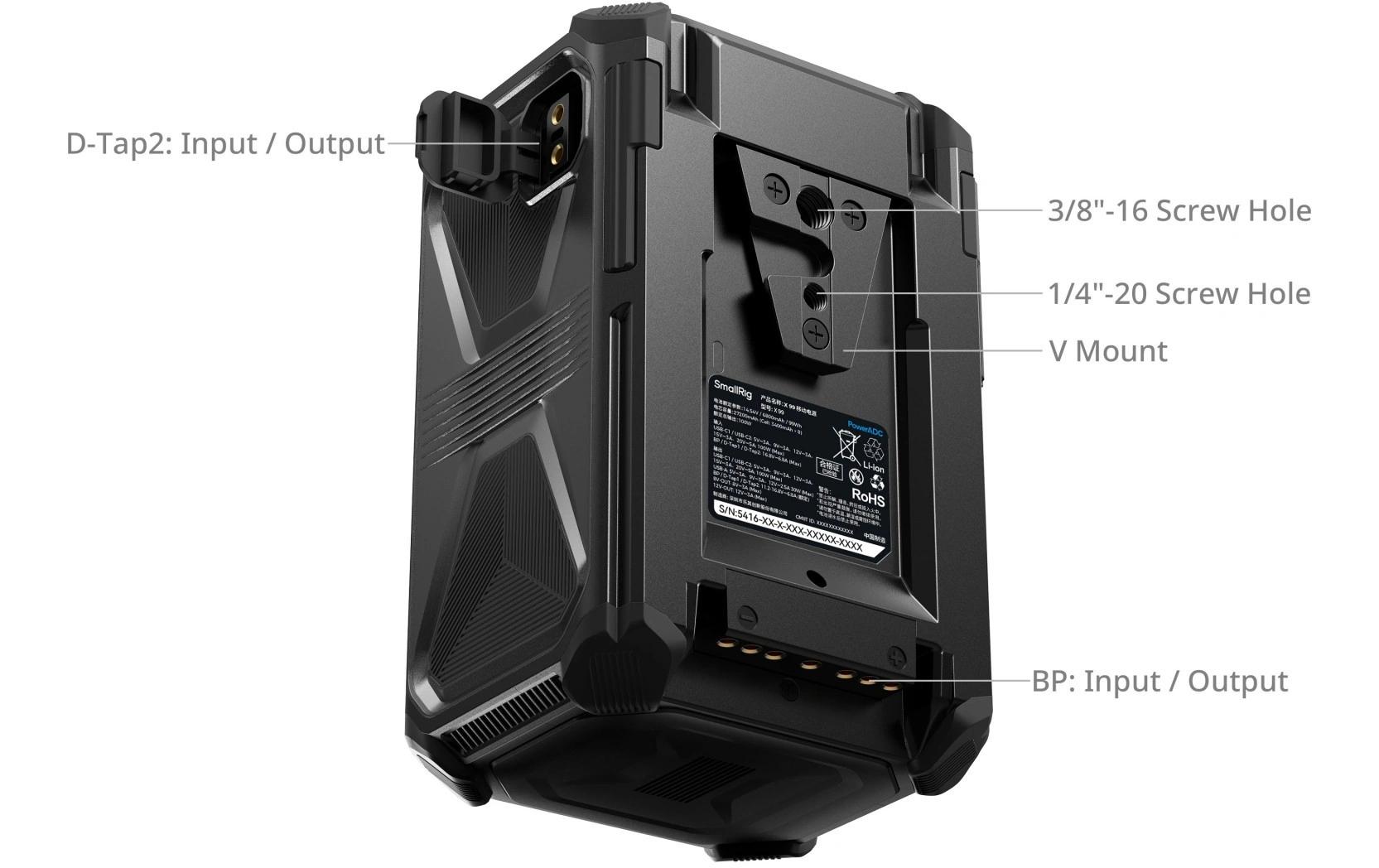 Videokamera-Akku X-Touch Smart Triple-Proof V-Mount X99<br>Batterie mit 2.0-Zoll-HD-Farb-Touchscreen