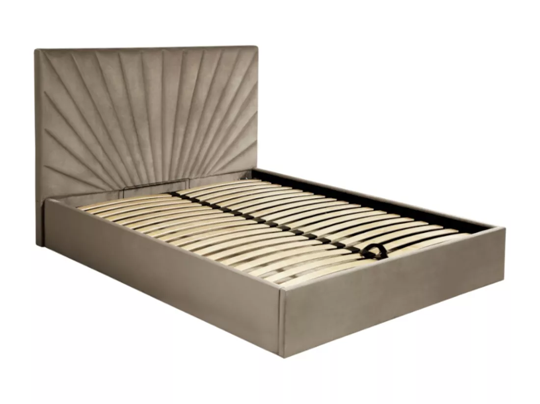 Lit coffre 140 x 190 cm - Velours - Taupe - RILIODA de Pascal Morabito