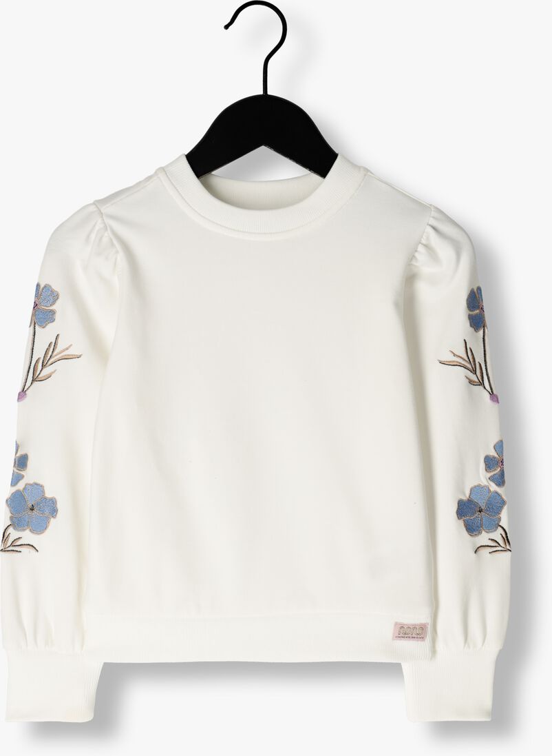 NONO witte nono sweater kate girls sweater with embroidered sleeves white