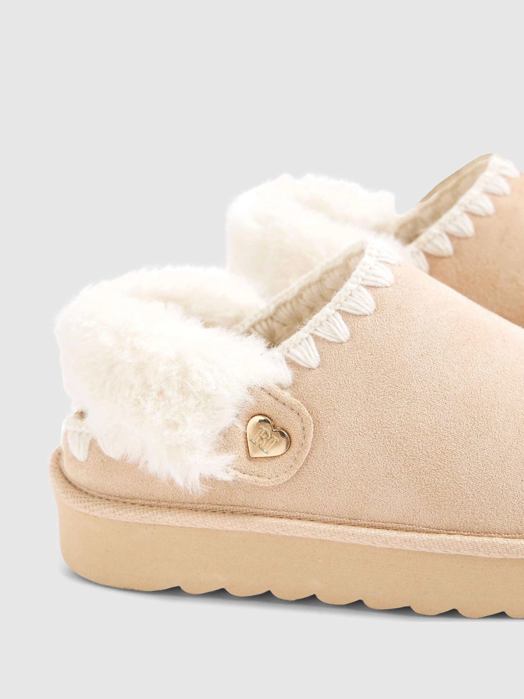 River Island Fur Strap Whipstch Slippers
