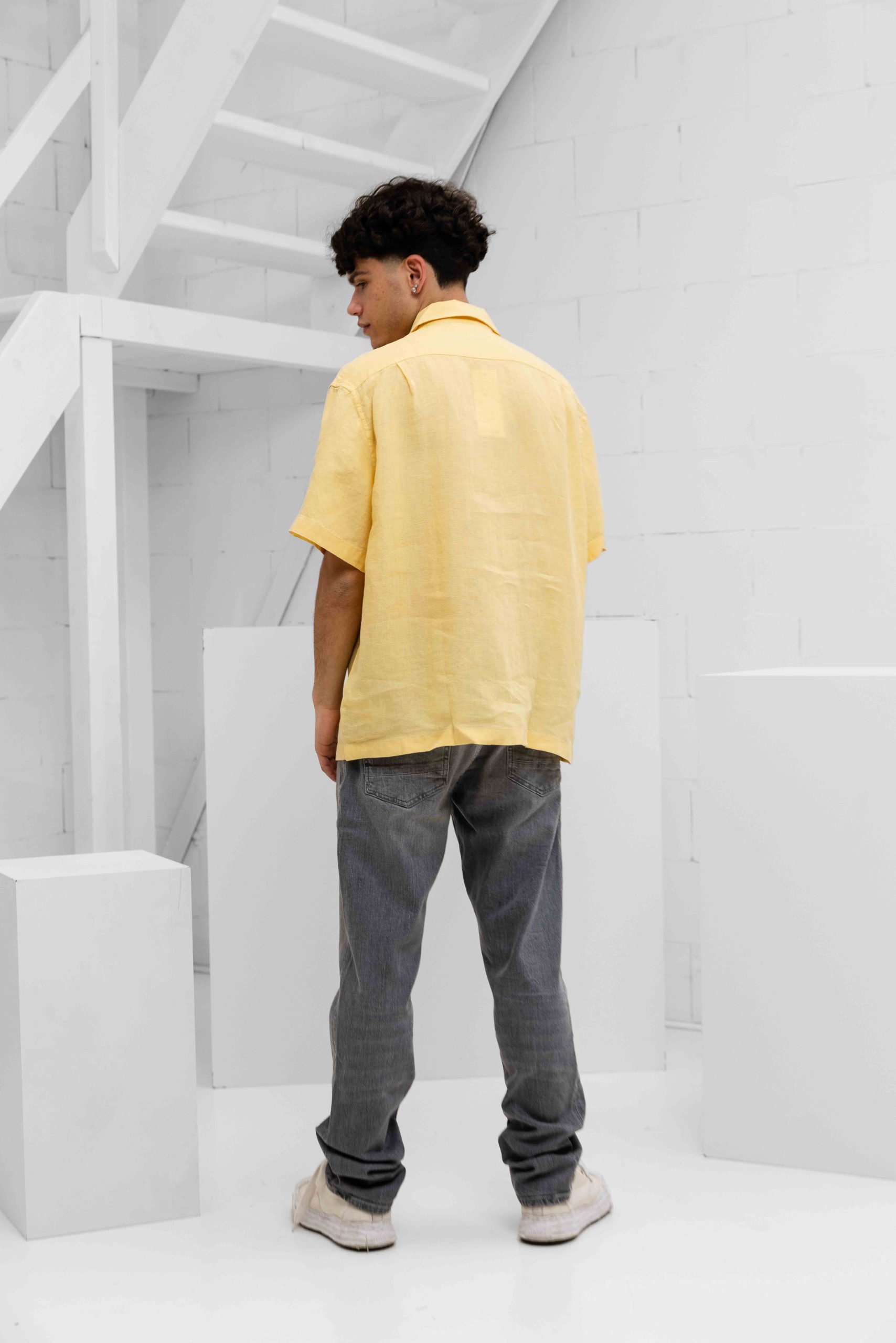 Lacoste Relaxed Fit Linnen Overhemd Heren Geel