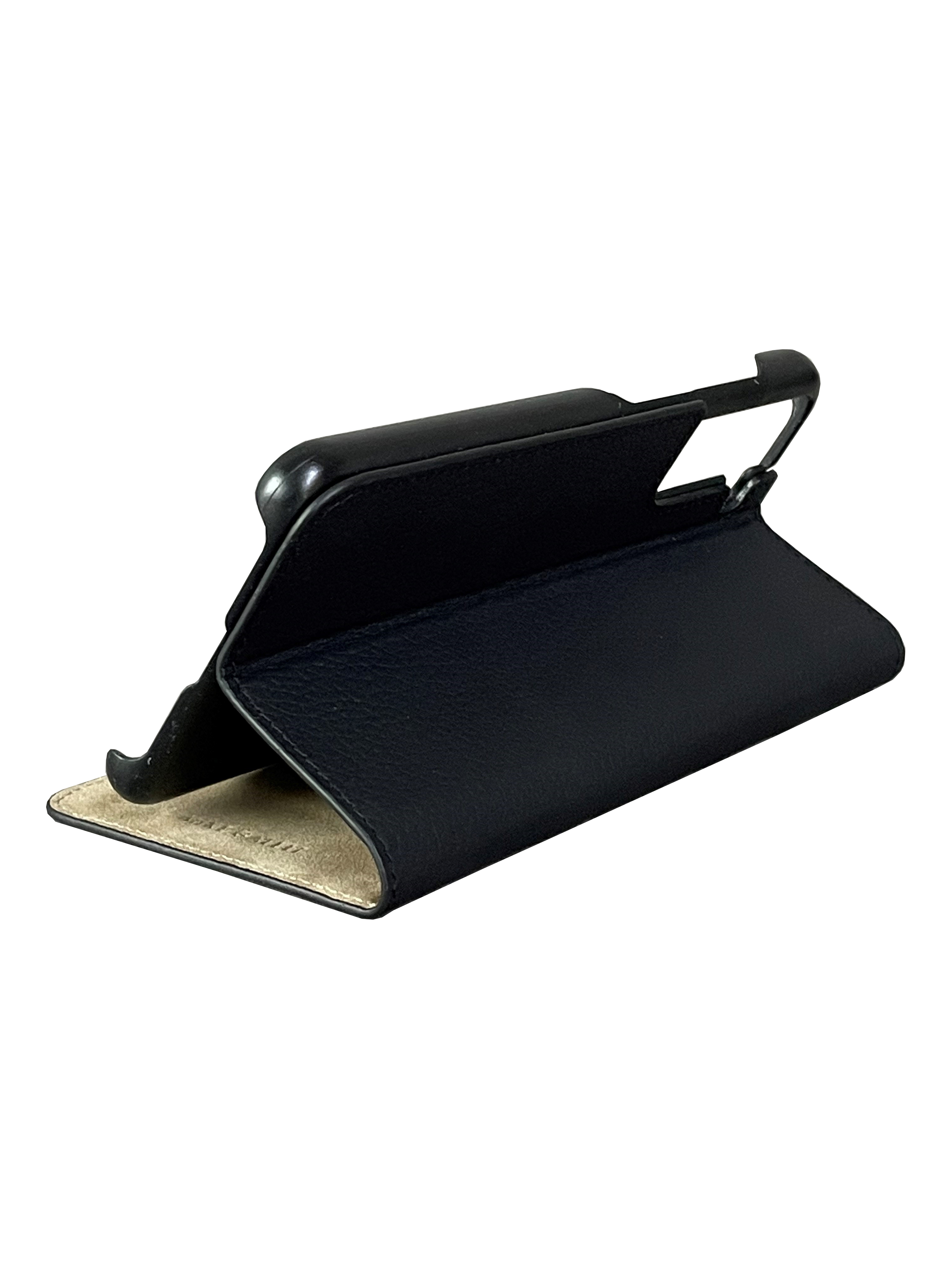 Samsung Galaxy S21 FE 5G Echtleder Book Case Tasche Flip Cover Hand Made (MARCS21FE-M01) - Schwarz