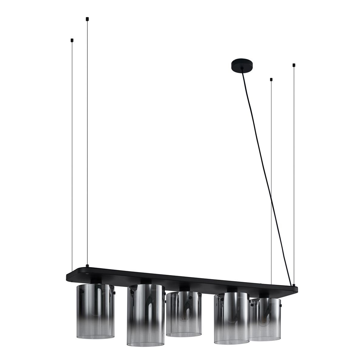 Moderne hanglamp zwart met smoke glas 5-lichts - Hybrid