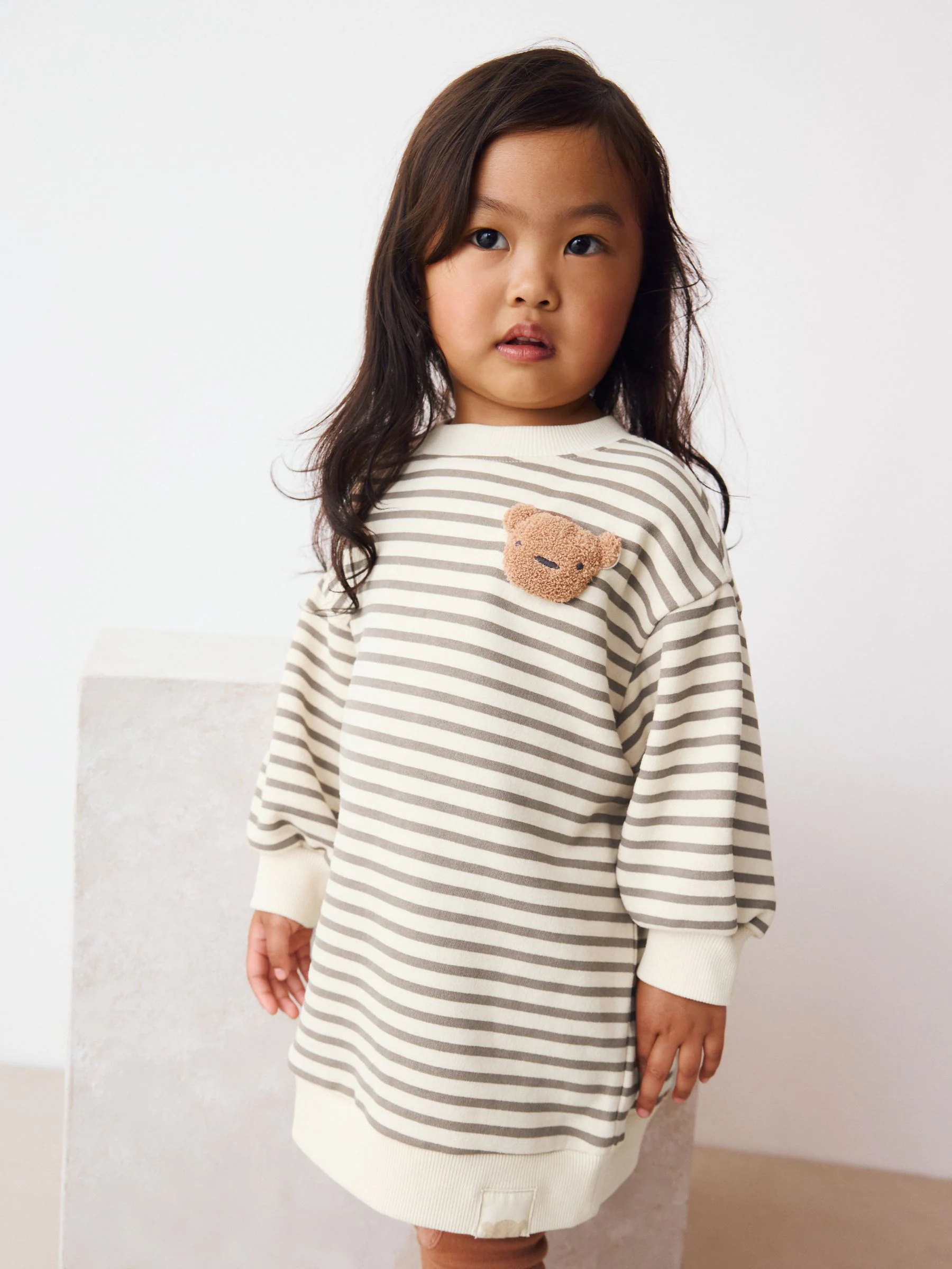Gestreepte Teddybeer - Relaxte sweaterjurk (3mnd-7jr)