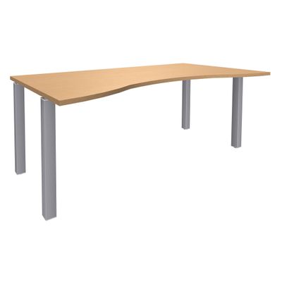 Bureau vague symétrique EXPRIM - L180 cm - Plateau imitation Hêtre - Pieds alu