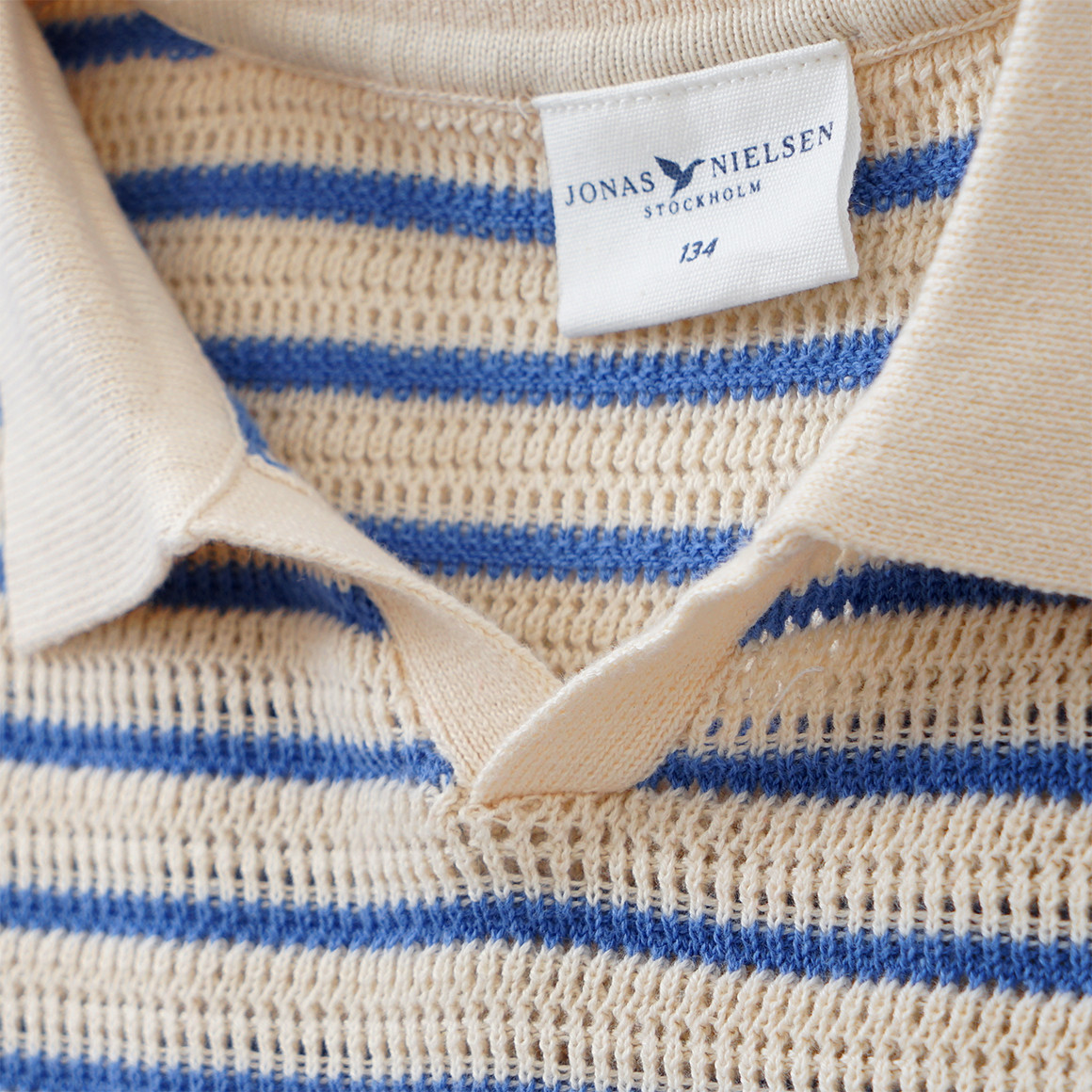 Jonas Nielsen Jungen Strick-Poloshirt mit Streifen blau / hellbeige