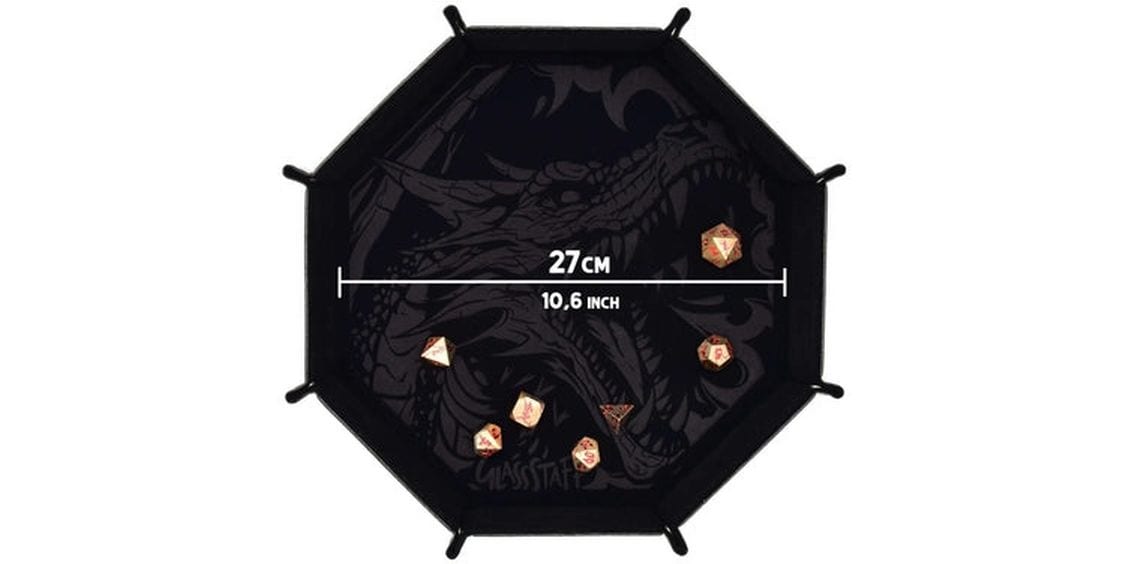 Glass Staff Large Octagonal Foldable Rolling Tray Dragon Sk Grosses, faltbares und oktagonales Dice Tray