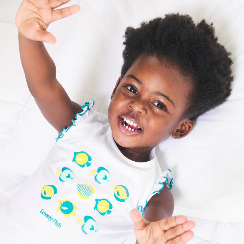 Pyjama court poissons blanc bébé fille Blanc