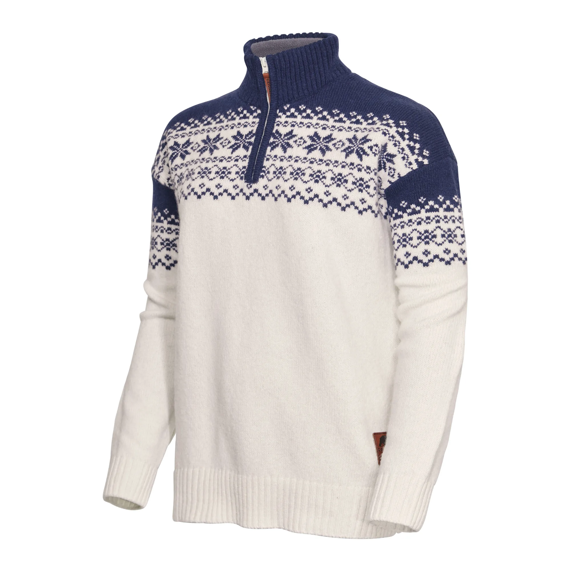 Gridarmor Women's Snøkrystall Half Zip Ullgenser White/Dark Navy