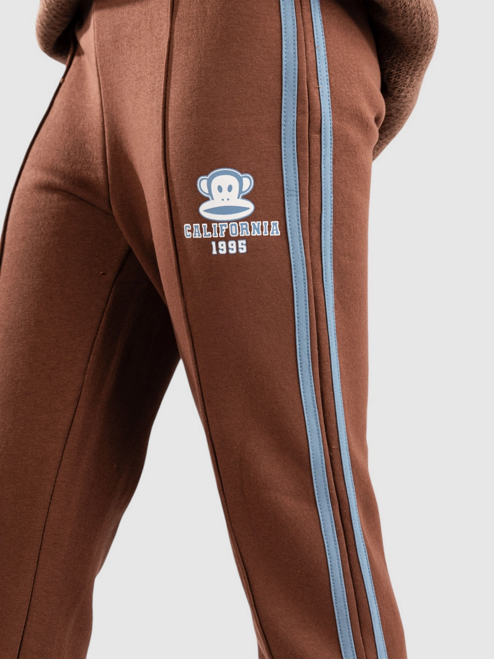 Daisy Street x Paul Frank Piping Detail Low Rise Wide Leg Sweatpants brown blue