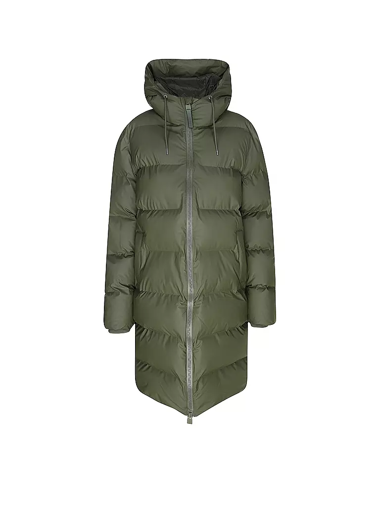 RAINS Steppmantel ALTA LONGER PUFFER JACKET dunkelgrün