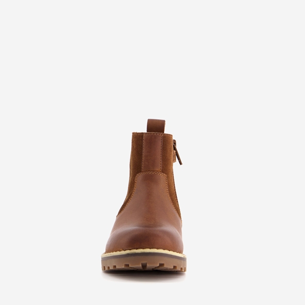 Groot leren jongens Chelsea boots cognac/bruin