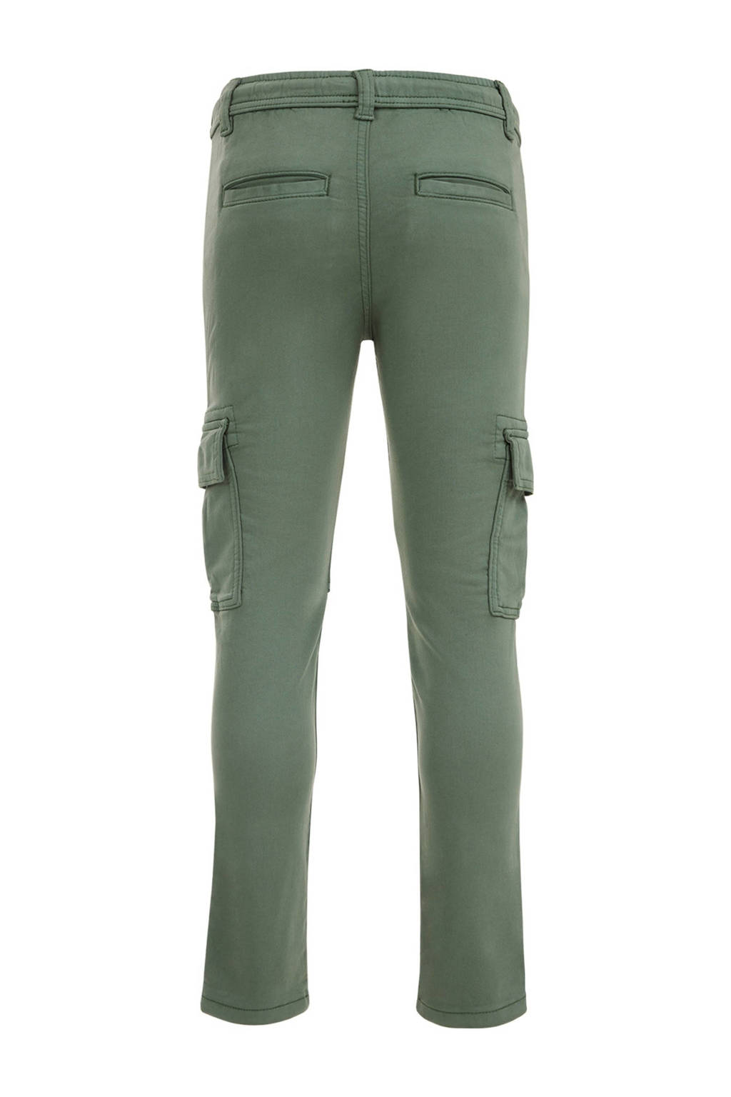 WE Fashion geruite slim fit cargobroek olijf groen