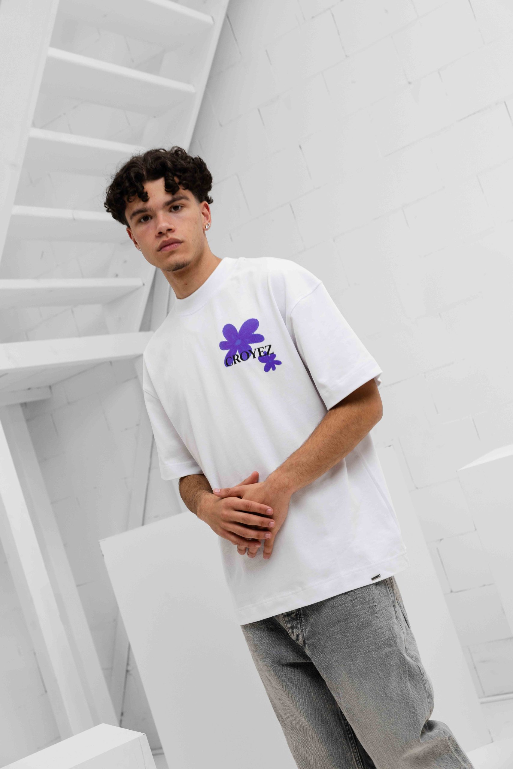 Croyez Botanique T-Shirt Heren Wit/Paars