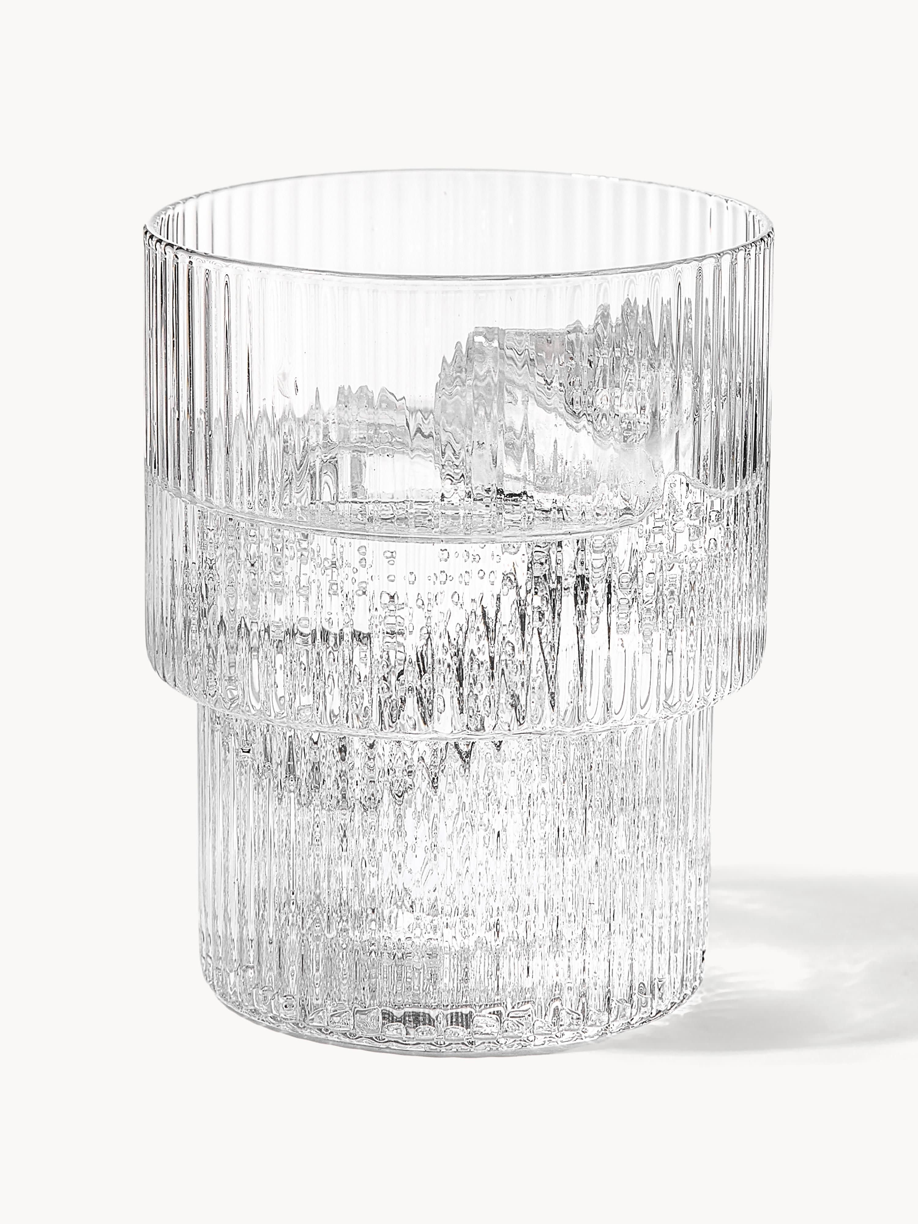 Mondgeblazen tumblers Ripple met groefreliëf, 4-delig