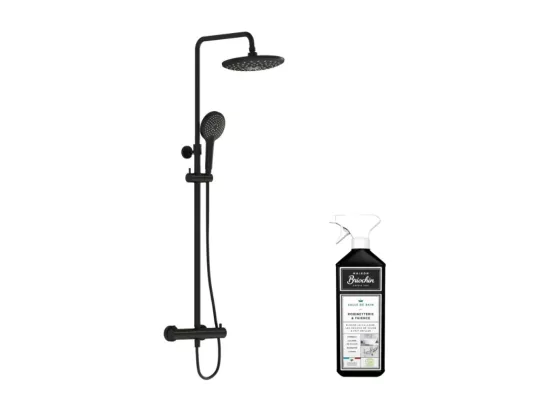 Colonne de douche thermostatique VITRA Aquaheat Bliss 240 noir mat + Nettoyant Briochin