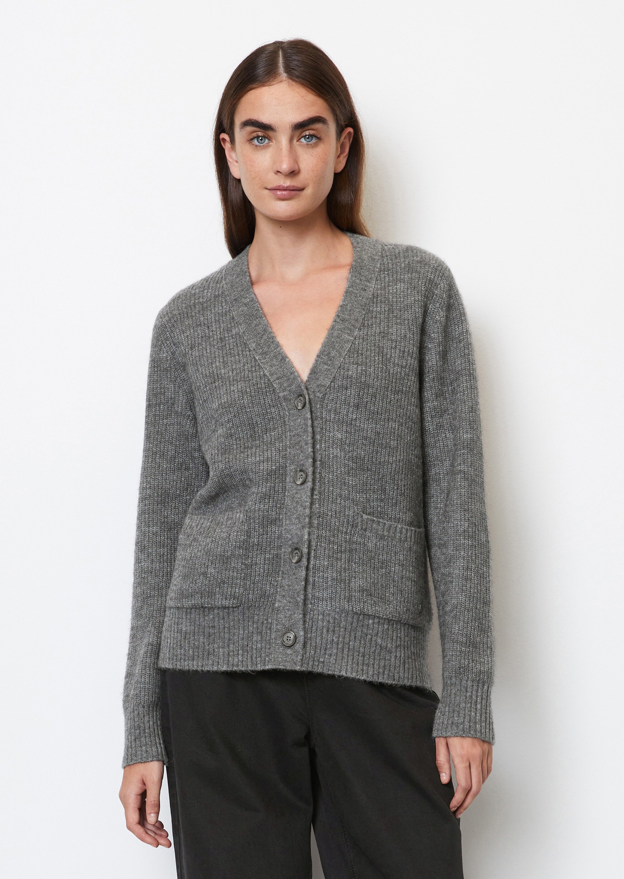 V-Neck-Cardigan loosemit Baby-Alpakawolle