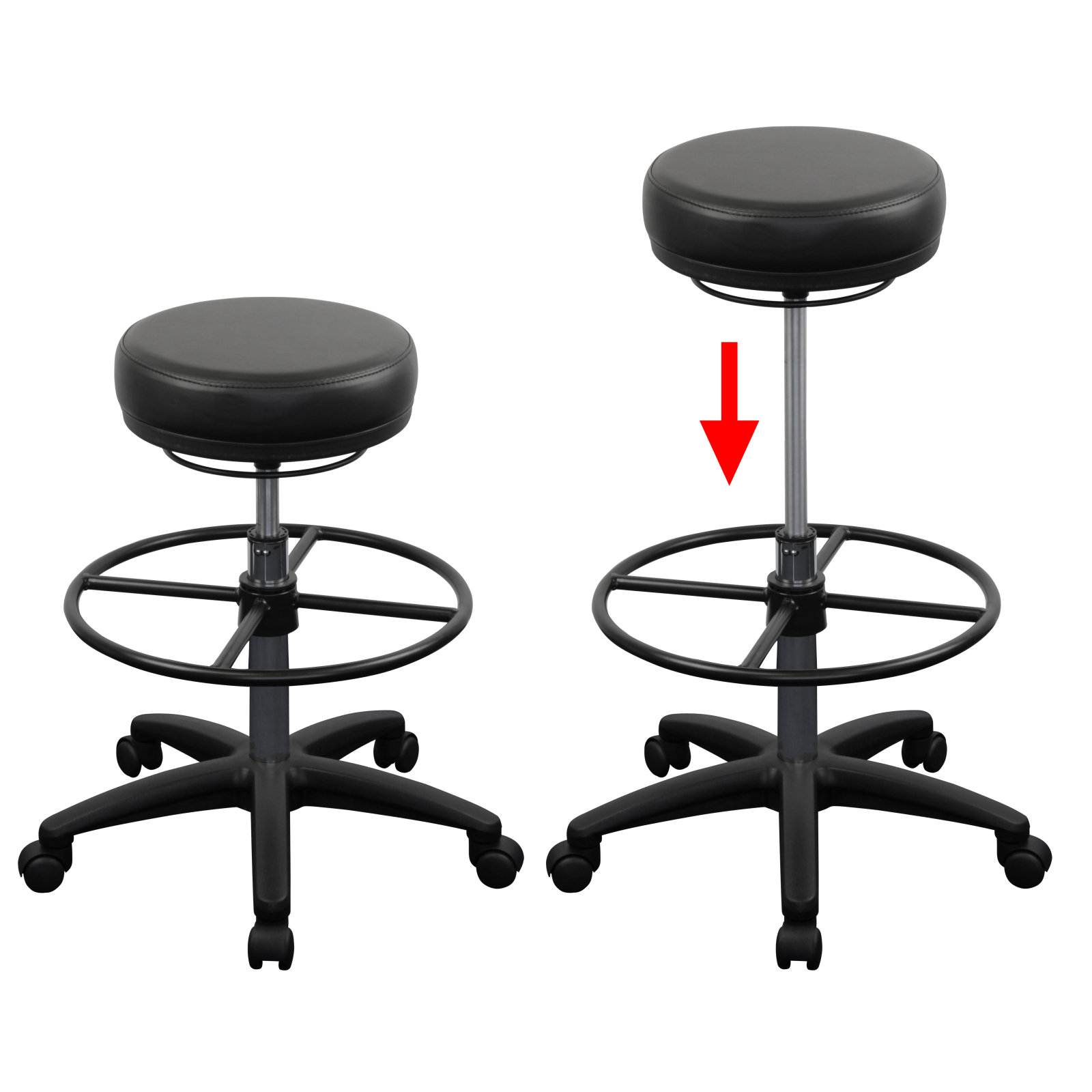 Arbeitshocker - schwarz - Lederoptik