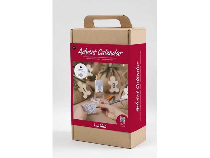 Creativ Company Adventskalender Bastelset Malen, 4 Stück Adventskalender mit neuen Bastelprojekten