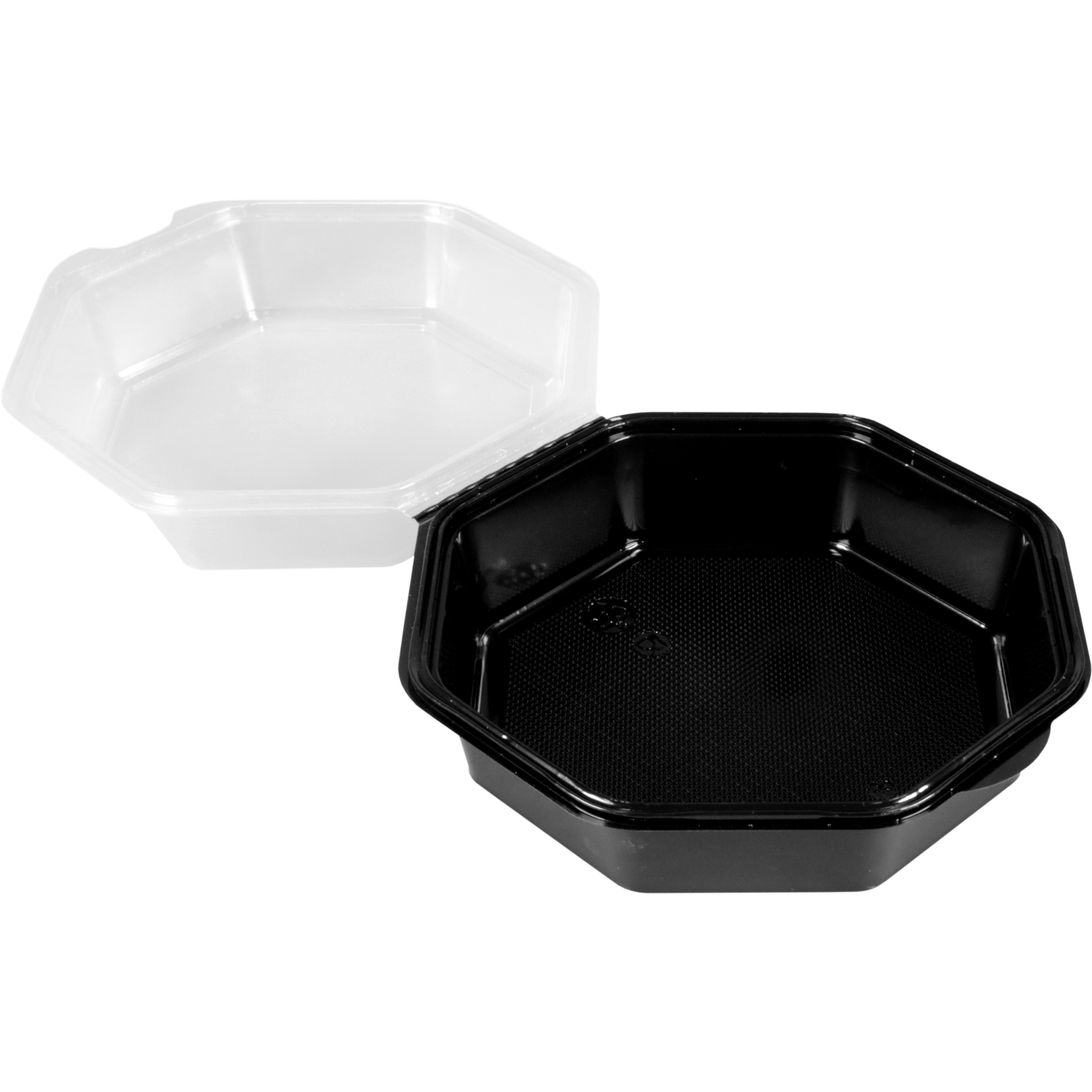Bak, PS, 850ml, Ø190mm, incl. vaste deksel, octaviewbox, 80mm, zwart/transparant