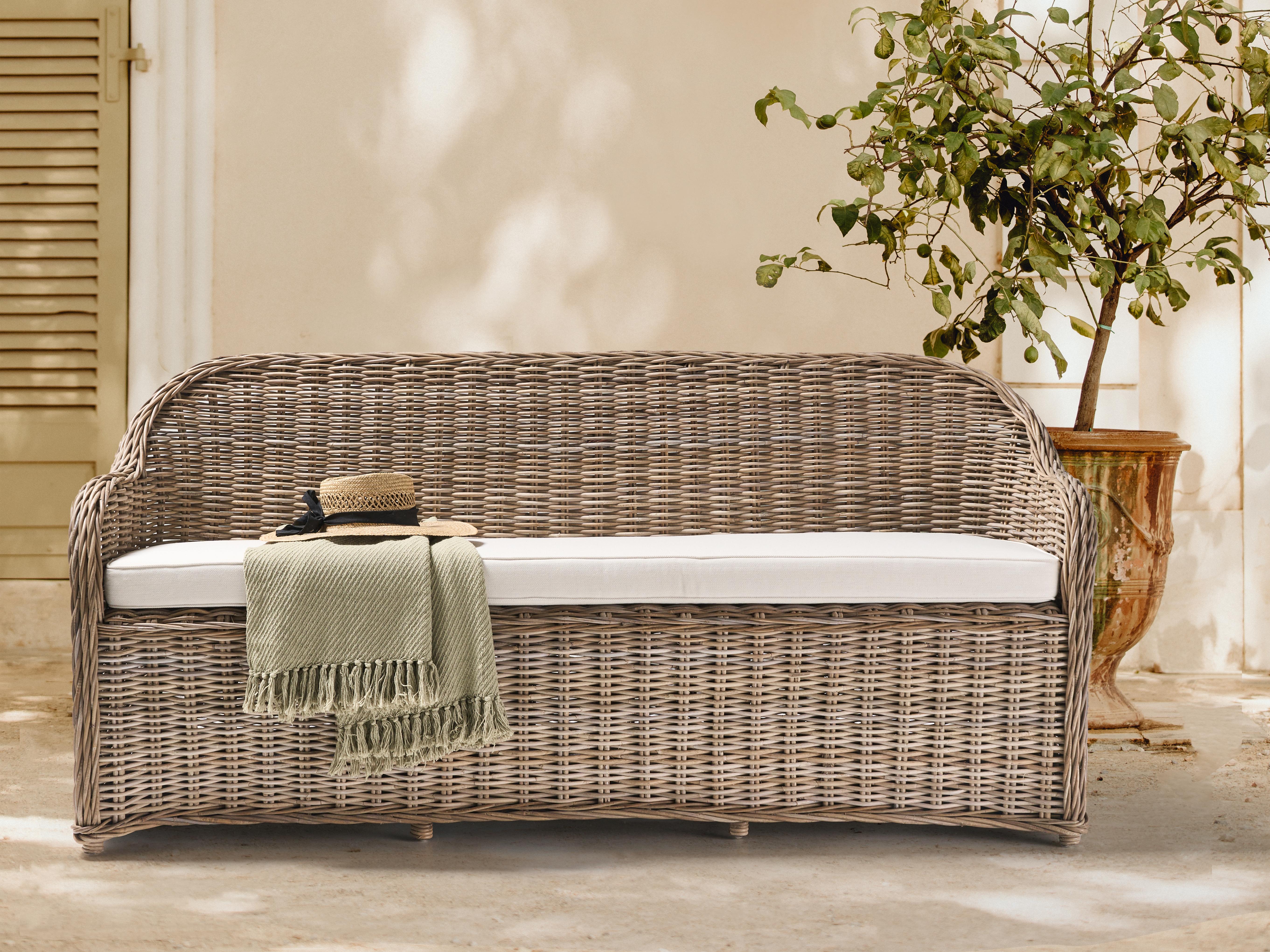 Tuinbank met zitkussen SUSUA 189 cm Rotan Natuurlijk