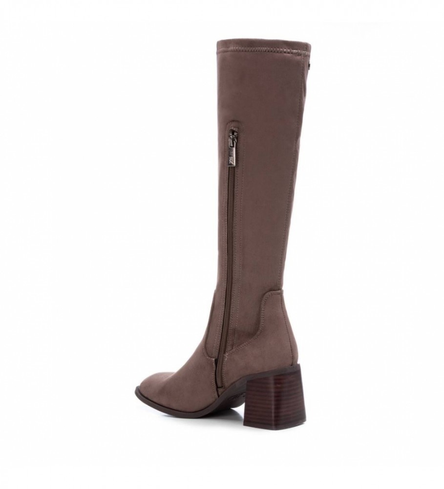 Botas Xti 140531 cor taupe - altura do salto: 7 cm