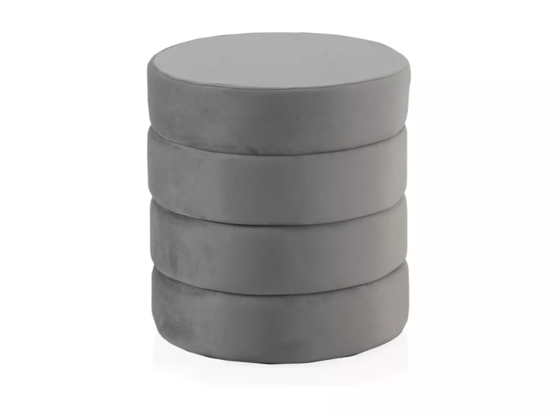 Pouf tapissé de velours gris