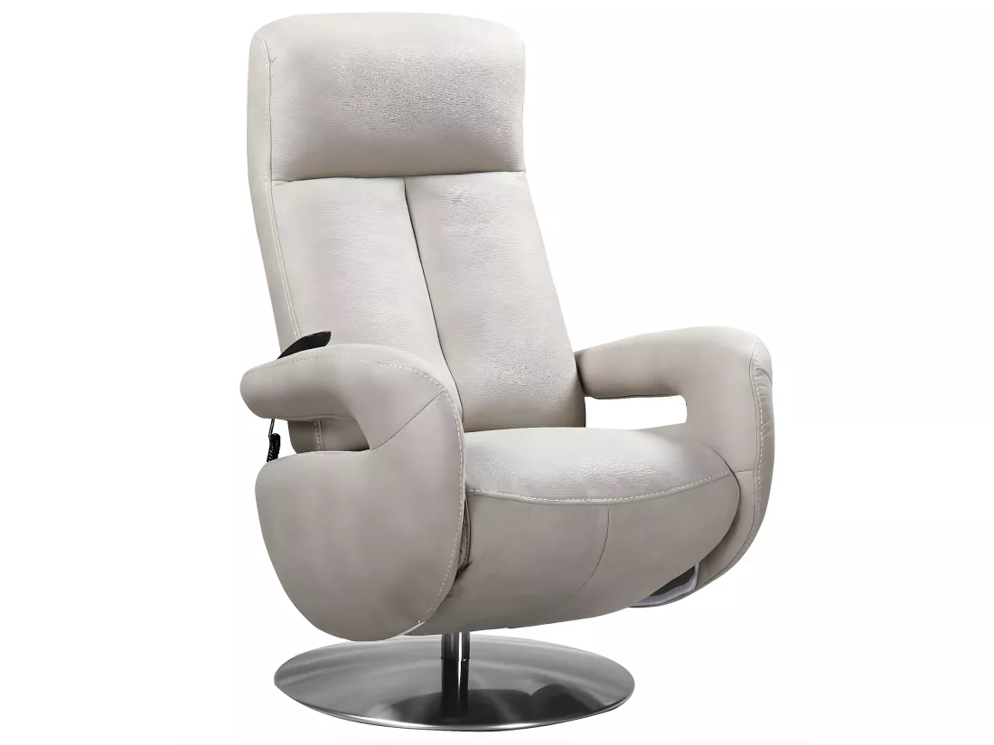 Fauteuil de relaxation électrique 2 moteurs en nubuck avec têtière réglable Balbo-Couleur Beige