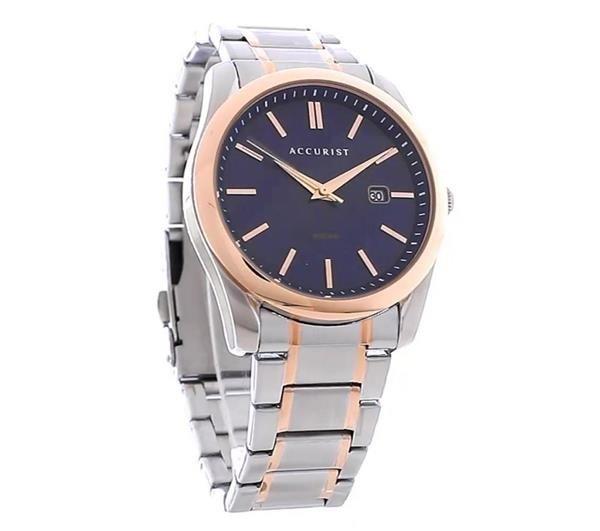 Accurist Mens Accurist Blue Dial Two Tone Watch