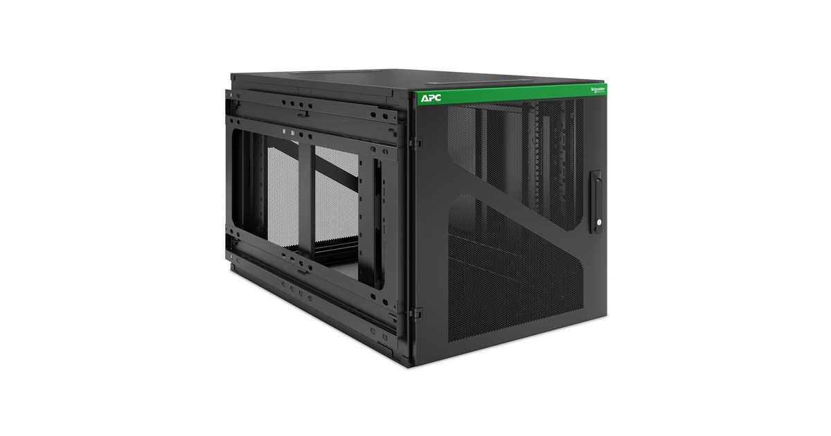 APCNetShelter AR112SM, 12U, wandmontage server rack  (Zwart/groen, 60(b) x 62,2(h) x 103,7(d) cm, UPS-diepte zijmontage)