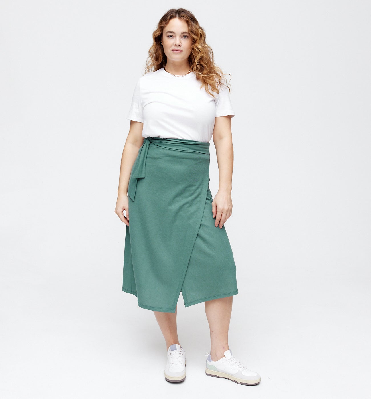 Jupe portefeuille unie Femme - Vert émeraude