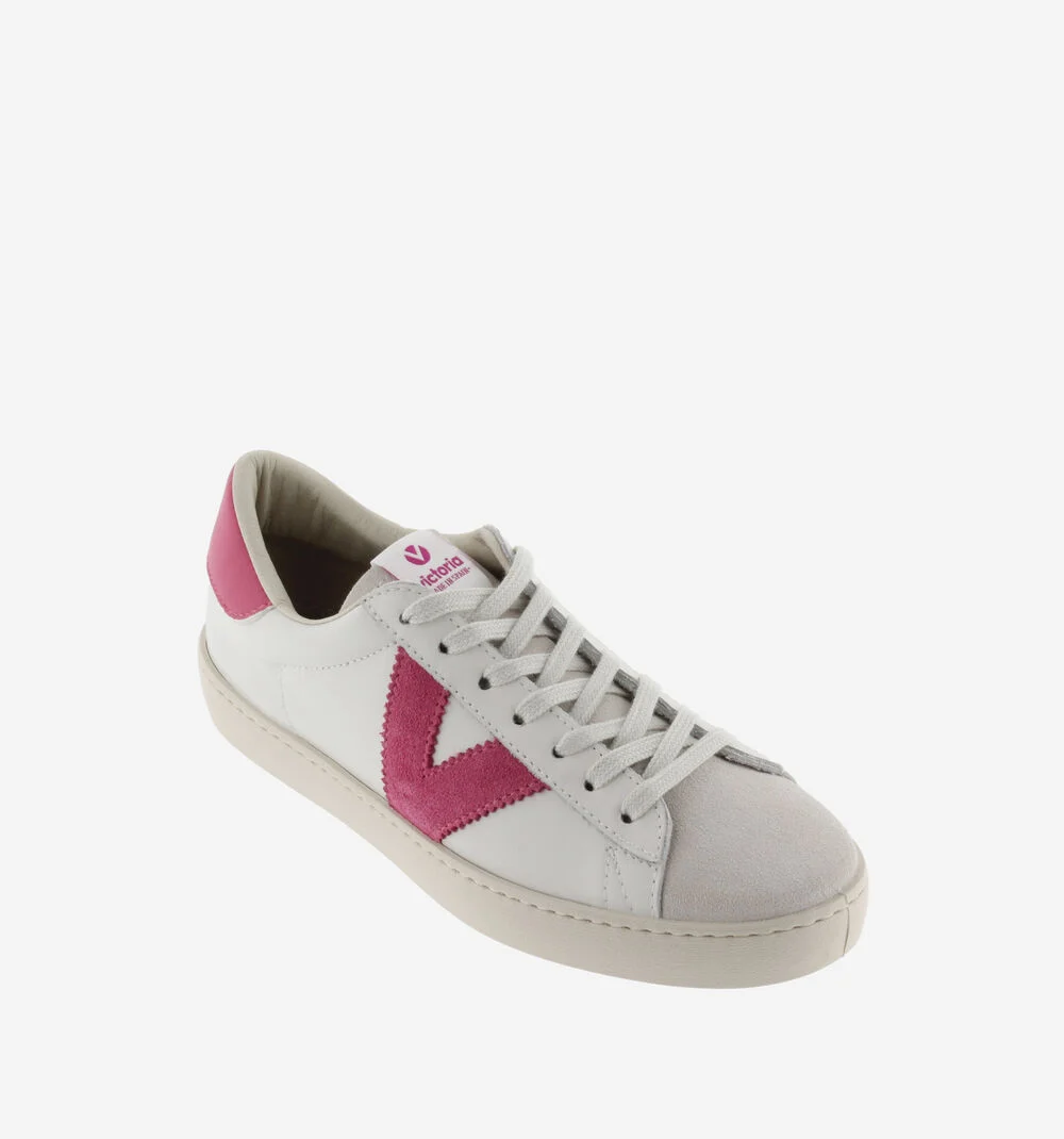 BERLÍN CUIR & CUIR FENDU Baskets blanches unisexes en cuir FRESA