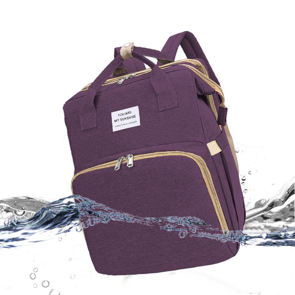 (47x36x12cm) 2in1 Baby Reise Rucksack Wickeltasche   Schlafbett - Schwarz