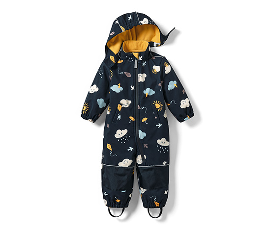 Kleinkind-Softshell-Einteiler, Alloverprint blau