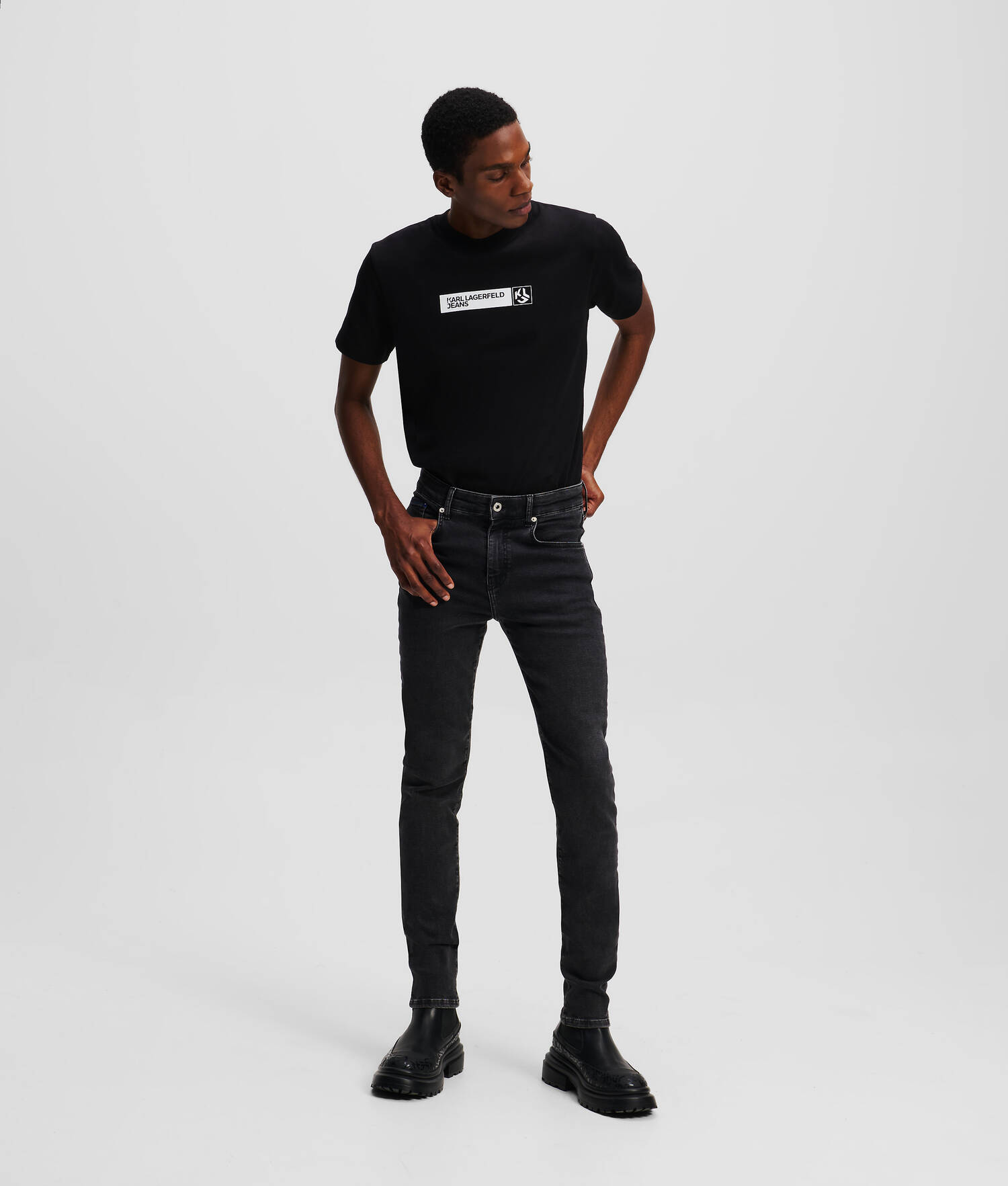 JEAN SKINNY - Noir minimal délavé