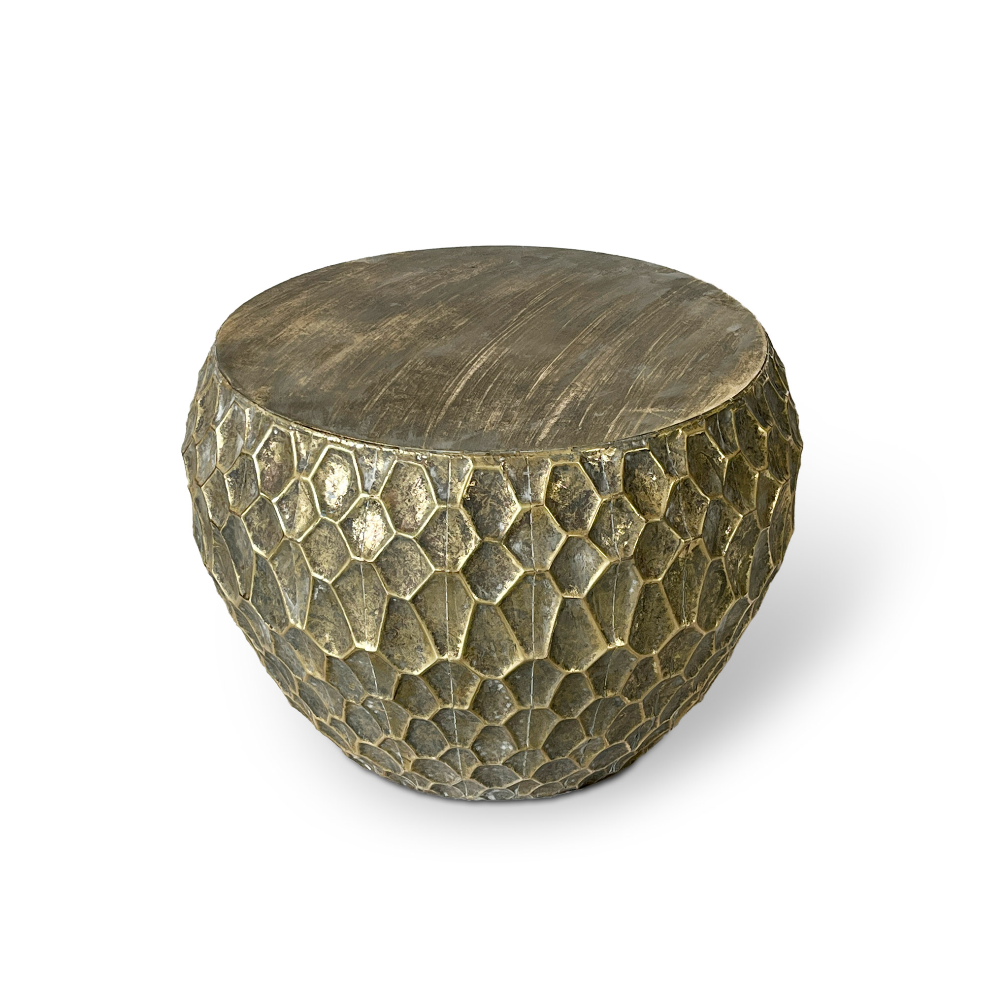 Couchtisch 'Milena', antik gold, H 45 cm, Ø 66 cm von fischer's lagerhaus