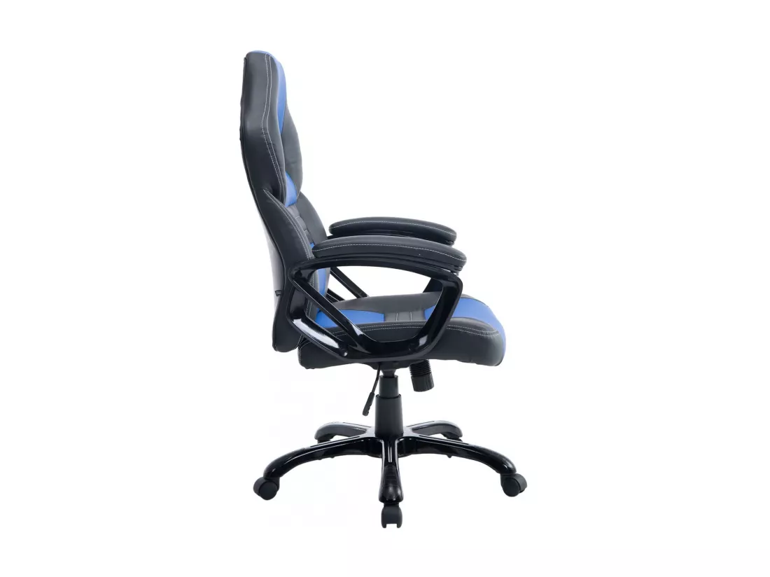 Chaise de bureau - Similicuir & Plastique - Noir / Bleu - XL Pedro