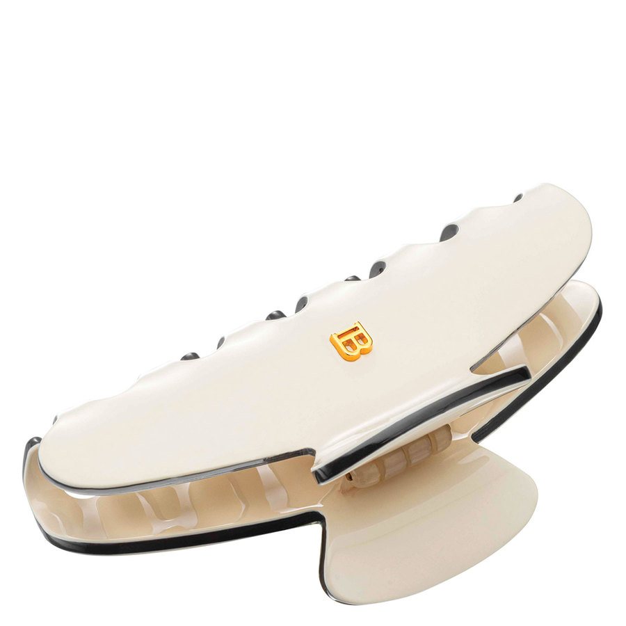 Balmain Cellulose Acetate Pince à Cheveux Large White/Black