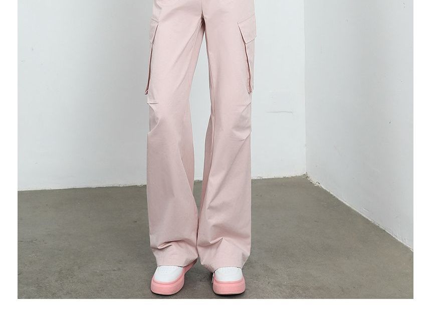 Faiar - High Rise Plain Wide Leg Cargo Pants
