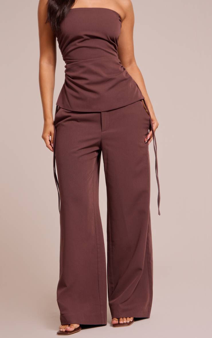 Chocolat Pantalon Large Taille Petite Ensemble Coordonné